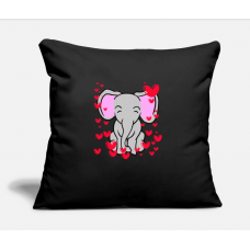 Elephant T-Shirt - Valentine's Day Cute Romantic Black Pillow